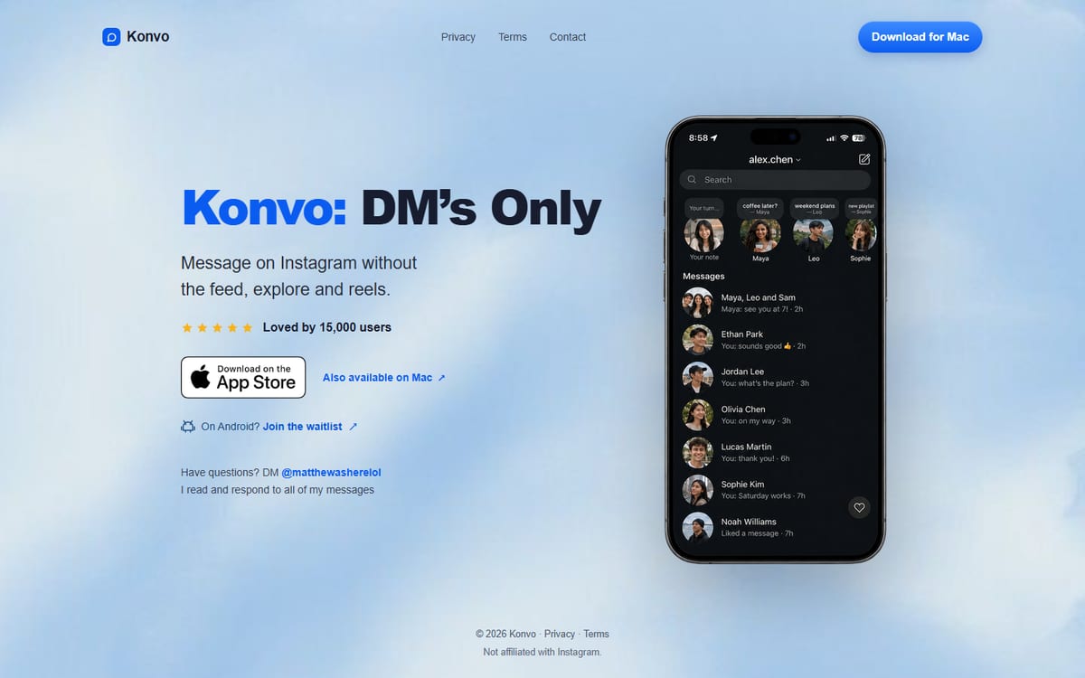 Сайт Konvo: DM's Only