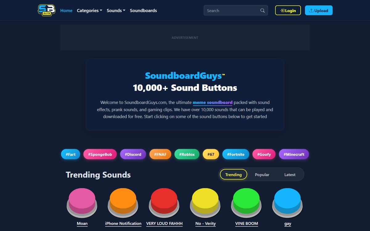 Блок популярных звуков на SoundboardGuys