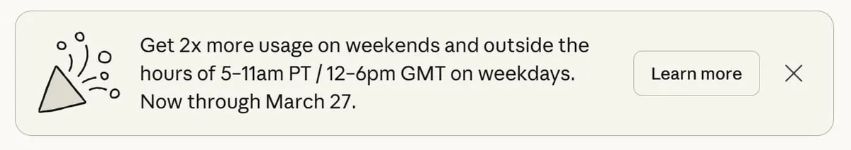 🤖 Ура товарищи! Anthropic удвоил лимит сообщений в Claude до 27 марта: